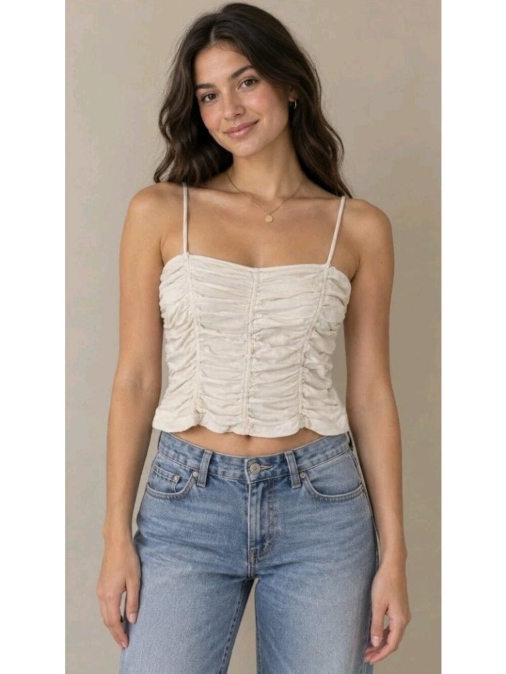 Free People Belong Together Top Ruched Sweetheart Neckline XS White
